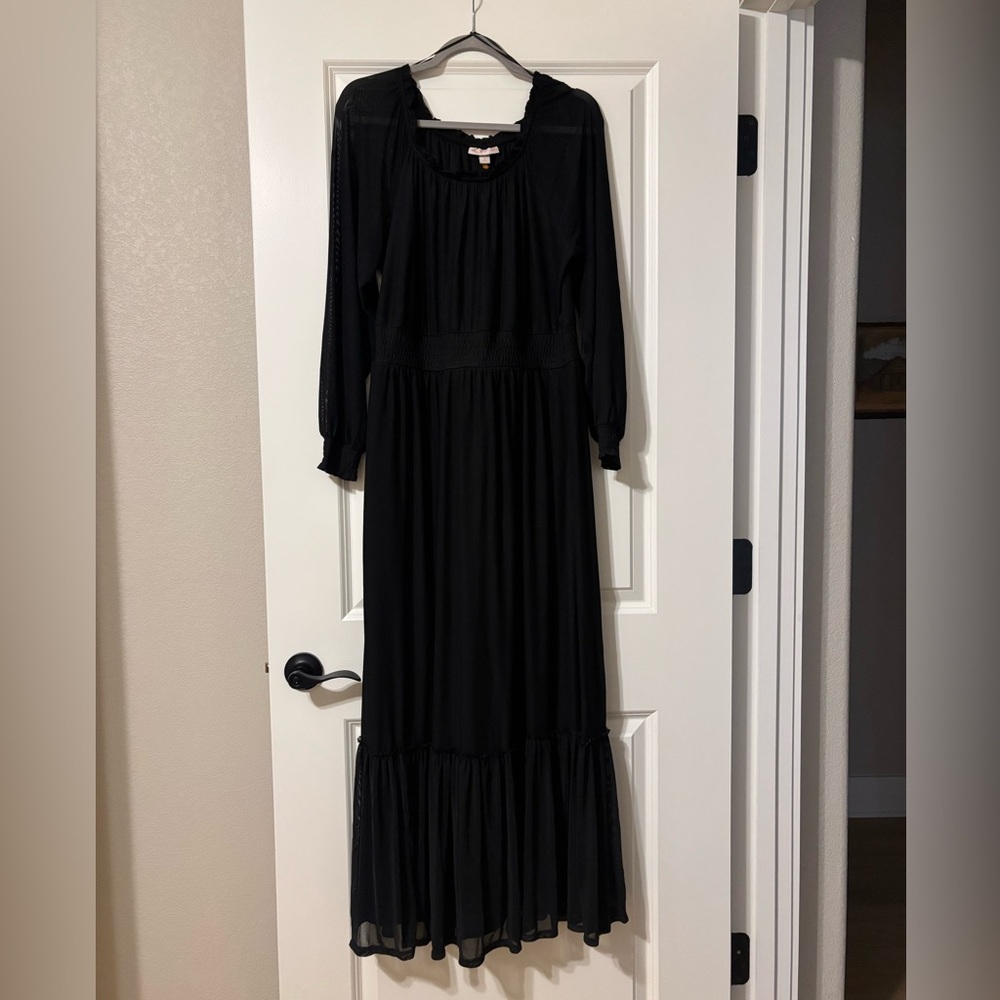 Knox Rose Black Mesh Long Sleeve Dress